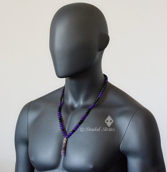 Beaded Necklace Mens necklace Yoga Jewelry Healing crystal Etsy