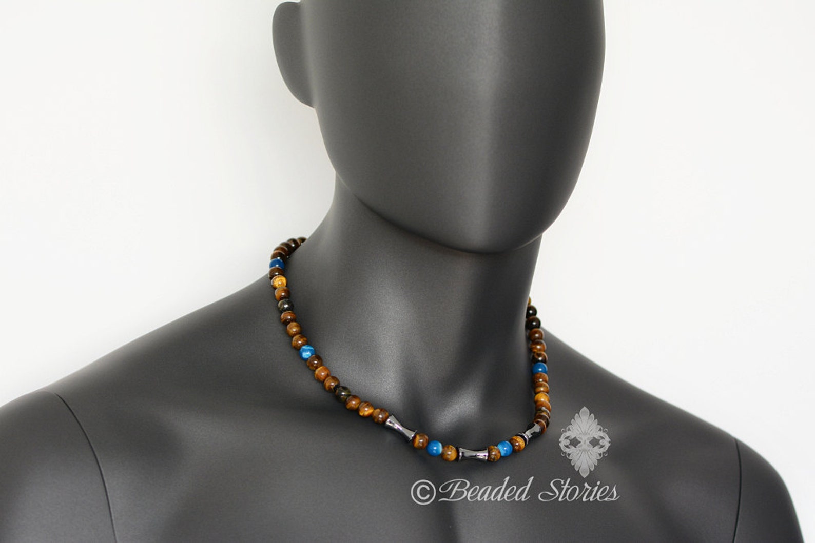 Tigers Eye Necklace for Men Mens Beaded Necklace Men's Etsy