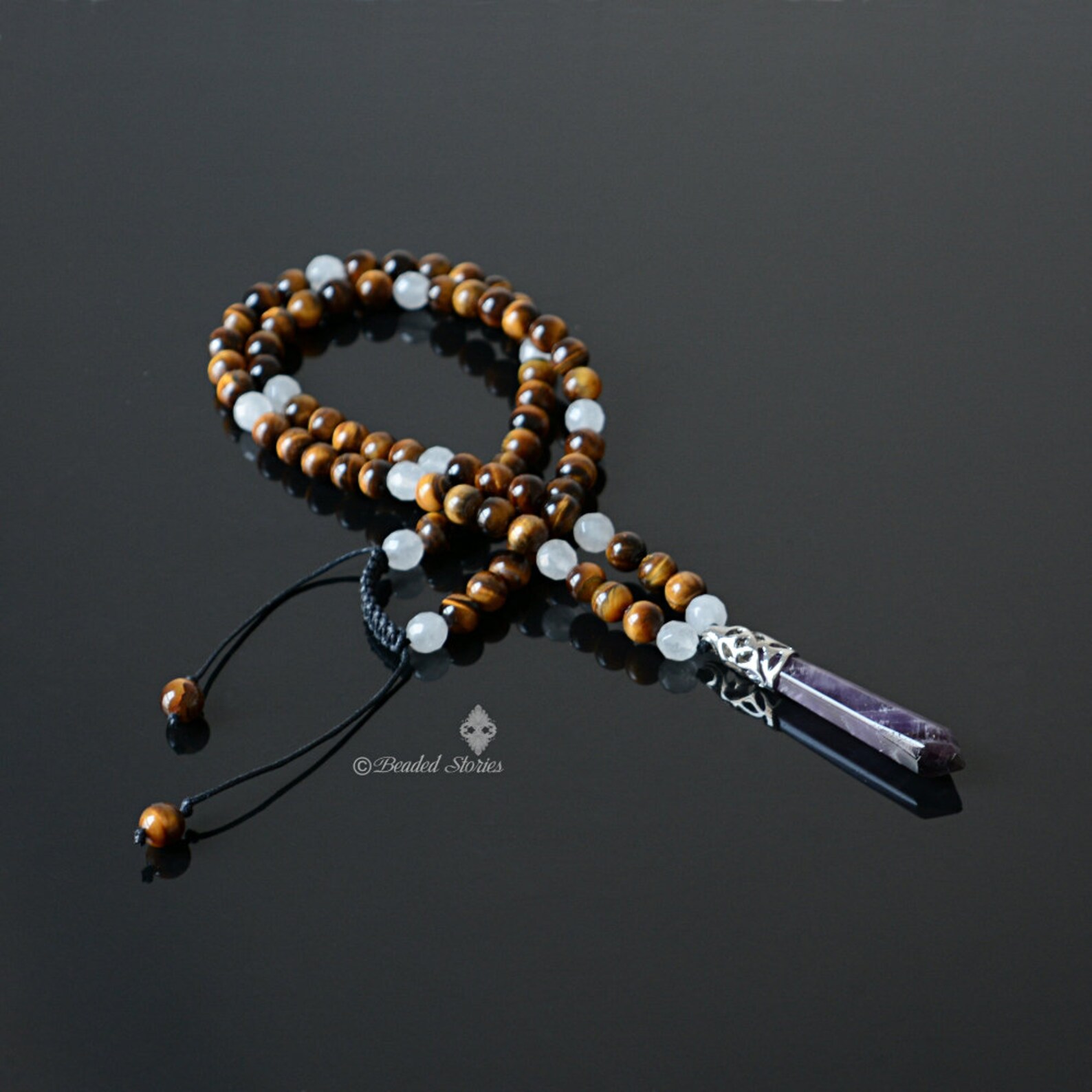 Men's Crystal Necklace Healing Crystal Jewelry Long Etsy