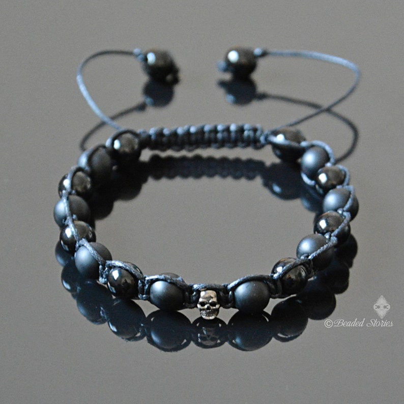 Tête Noir Pour Homme Bracelet Shamballa Bijoux Mort De Gothique Halloween RAjL54