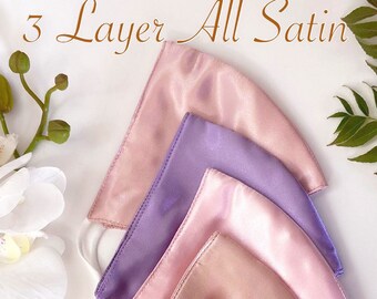 Máscara rosa polvorienta, Máscara facial de damas de honor, Máscara facial de boda, Máscara de satén nupcial, Máscara de diseñador, Hecho en EE. UU.
