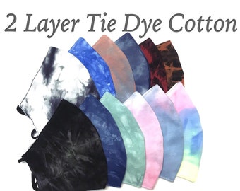 Tie Dye Cloth Face Mask Spring Tie Dye Reusable Face Mask Nose Wire Face Mask Filter Pocket Cotton 2 Layer Comfortable Face Mask