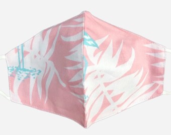 Botanical Print 2 layer Cloth Face Mask Cotton Palm Leaves Face Mask Nose Wire Cotton Face Mask Reusable Summertime Filter Pocket
