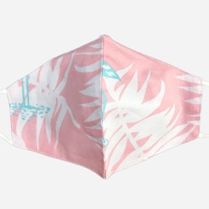 Botanical Print 2 layer Cloth Face Mask Cotton Palm Leaves Face Mask Nose Wire Cotton Face Mask Reusable Summertime Filter Pocket