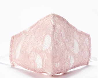 Roze Klein Gezicht Kant Gezichtsmasker Neus Wire Cotton Face Mask Herbruikbaar 2 Laag Gezichtsmasker Filter Pocket bruiloft maskers partij evenement masker bruids