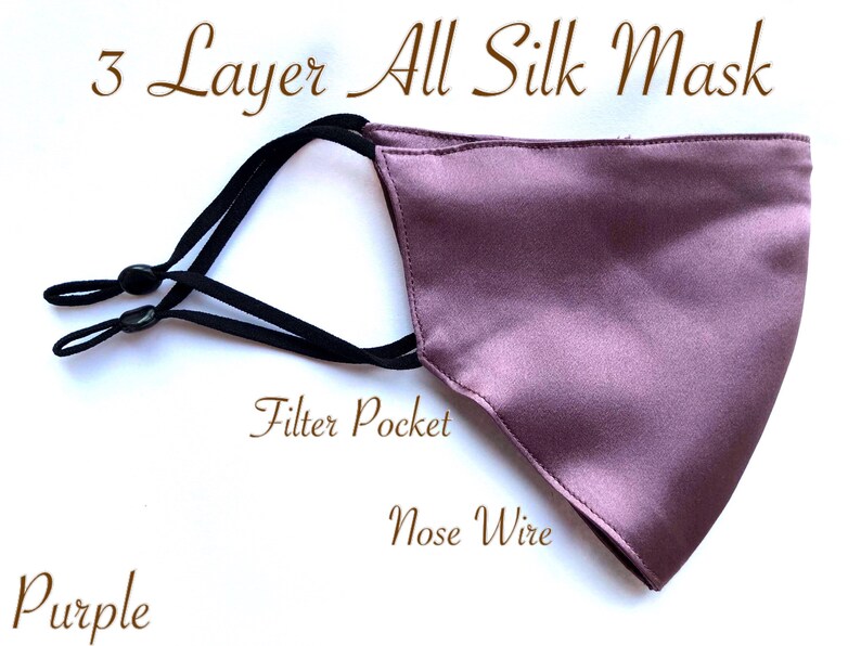 100 Silk Satin Face Mask 3 Layers Silk Mask Hypoallergenic Etsy