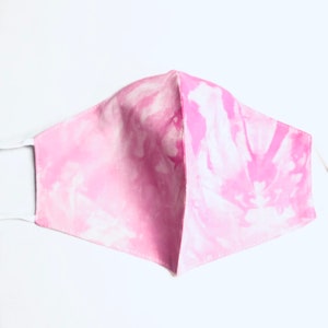 Pink Tie-Dyed Face Mask adult petite face adult mask petite size face mask 2 layer mask filter Tie Dye cotton washable mask nose wire