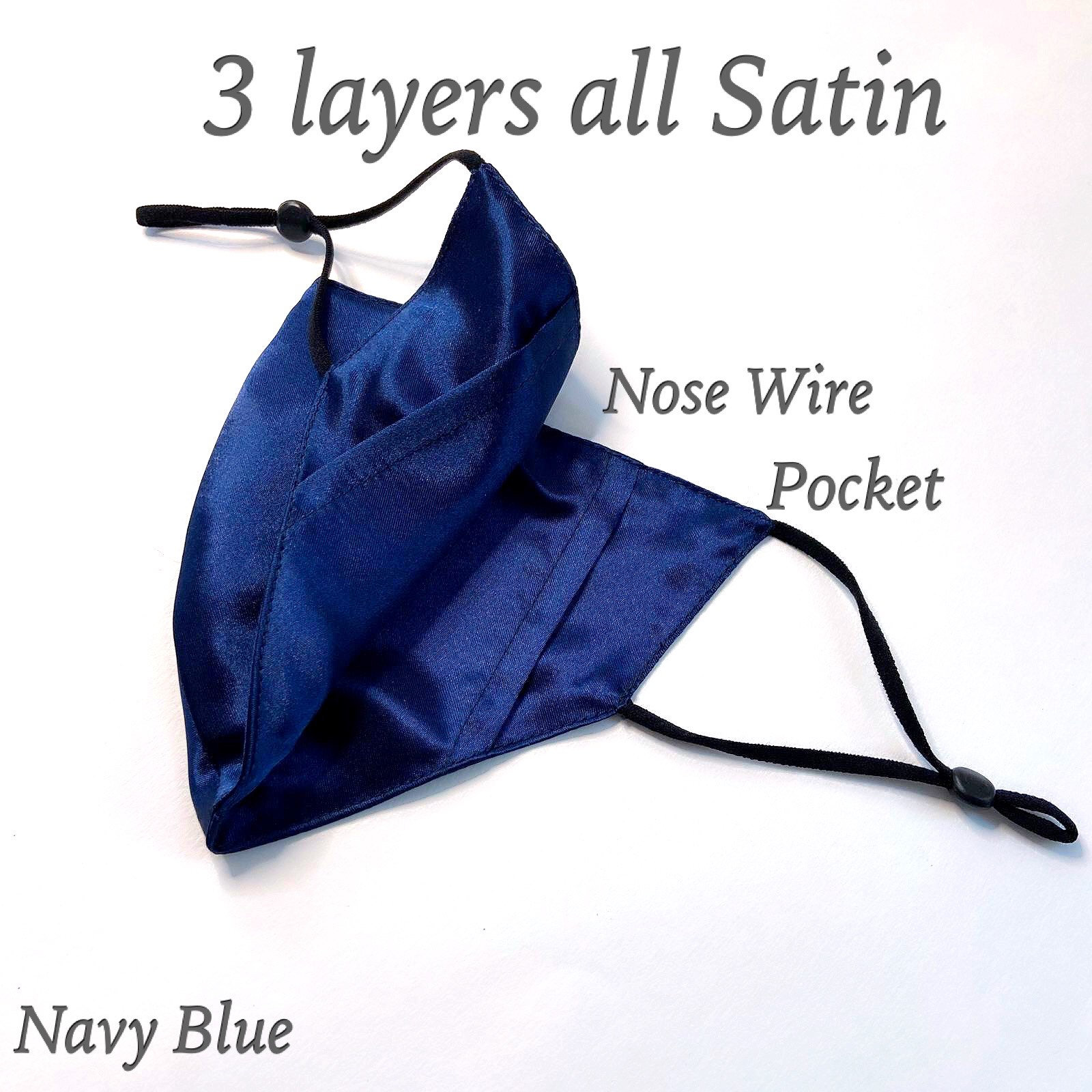 3 Layer Satin Mask 3 Layer Face Mask Nose Wire Pocket Filter Etsy