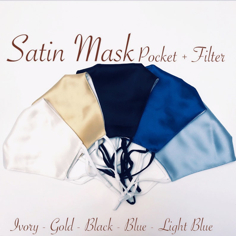Light Blue Satin Face Masks Satin Fabric Mask Bridal Party Etsy