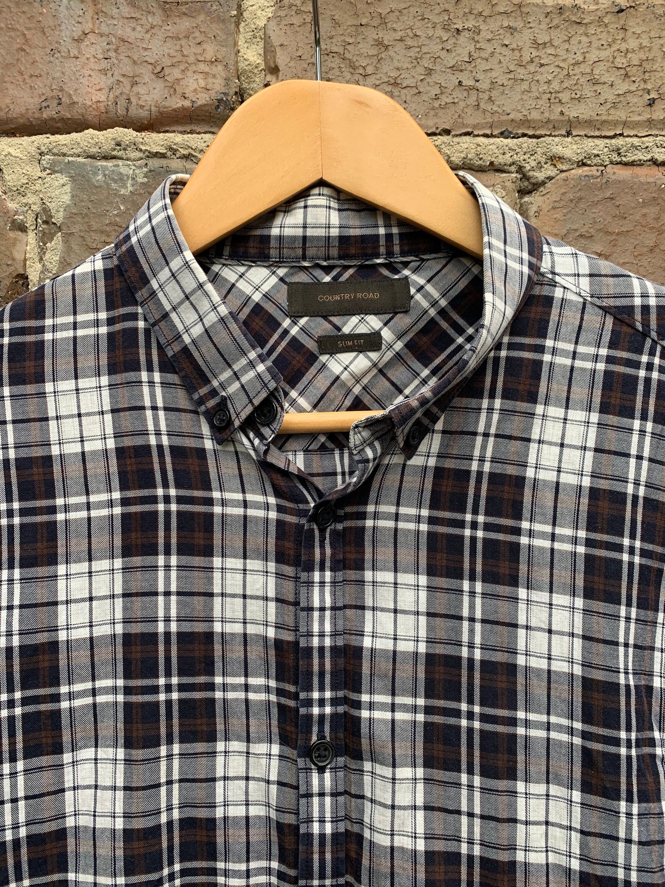Country Road Check Shirt Black and White Mens Size Medium