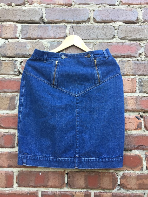 dark blue denim skirt