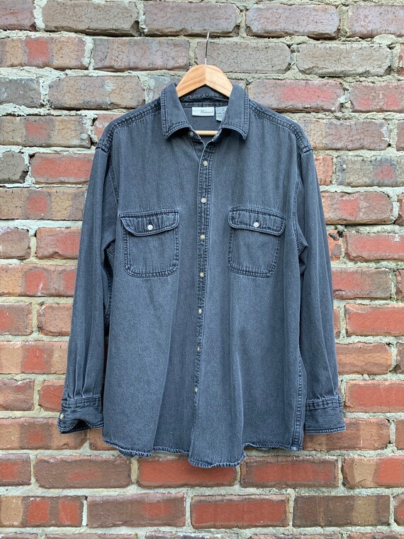 black faded denim shirt