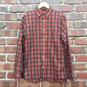 Mens Light Check Shirt Rust Colour with Green Checks