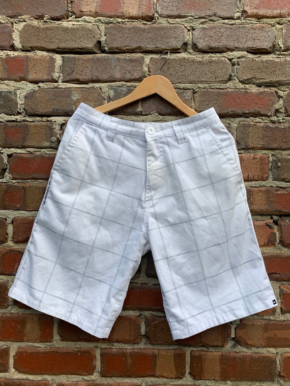 Vintage Quiksilver Check Shorts White with Grey Ch