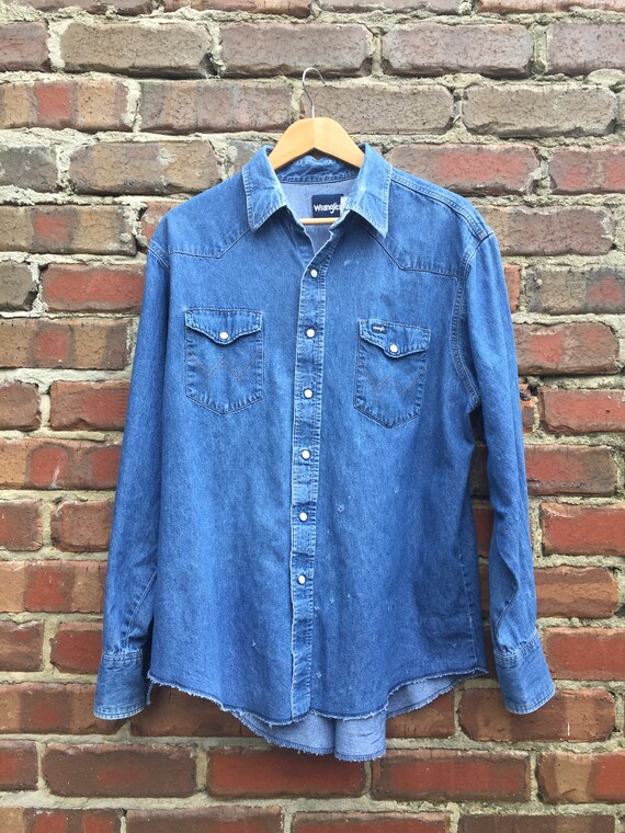 mens wrangler denim shirt