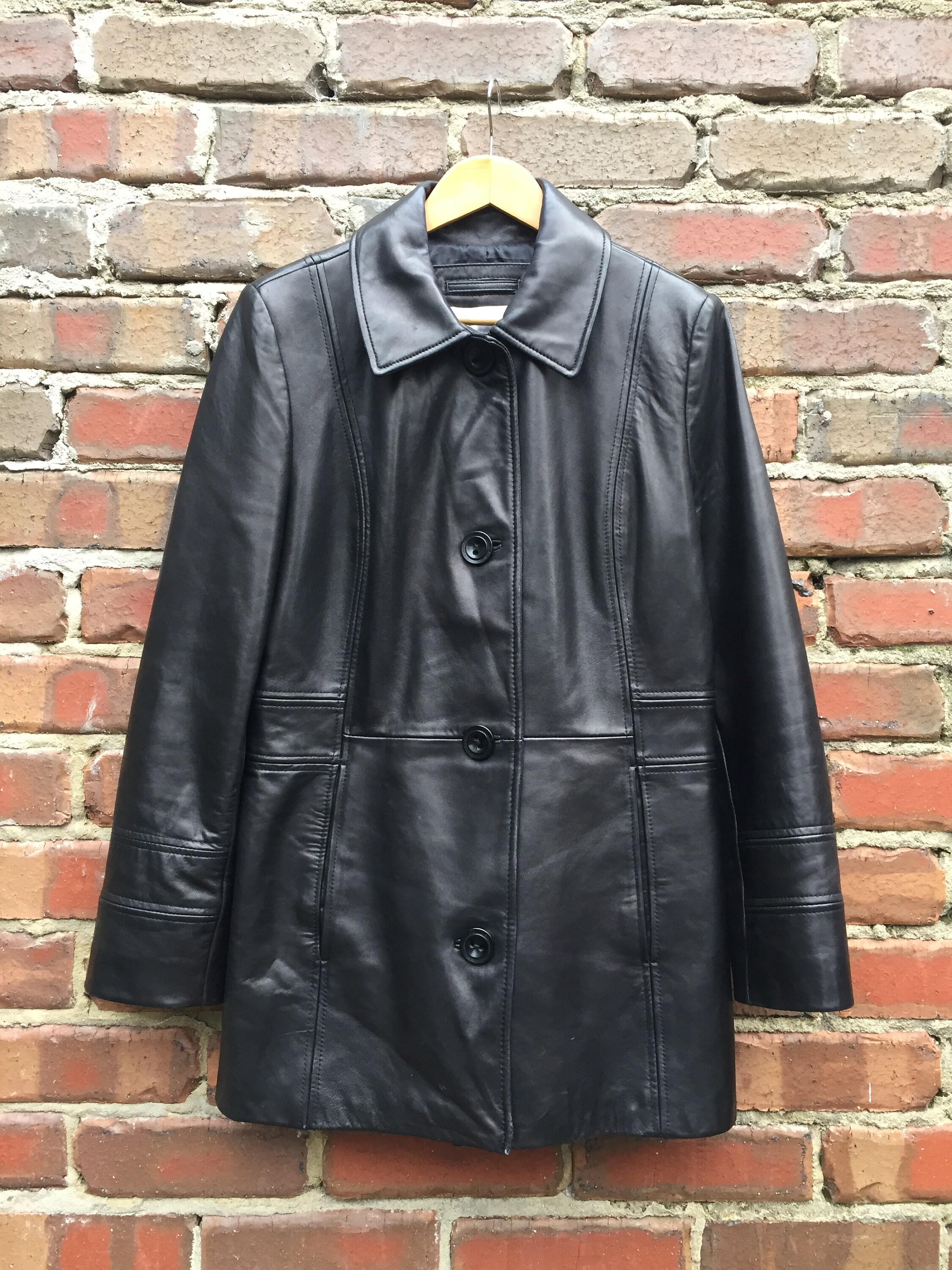 Vintage Calvin Klein 100% Leather Jacket Short Trench - Etsy