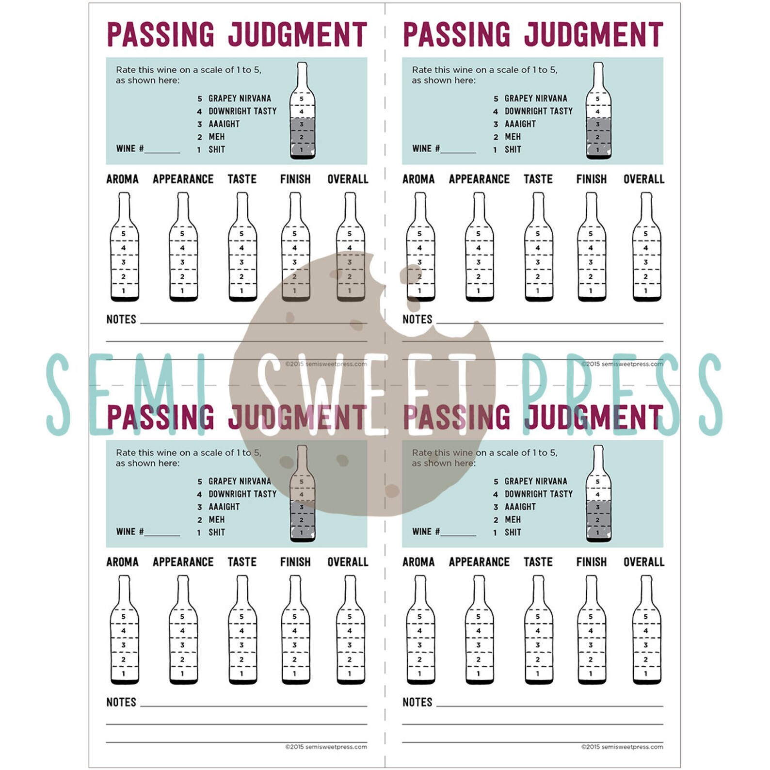 Printable Wine Tasting Score Cards - Etsy