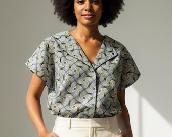 Blouse PDF pattern, beginner PDF pattern, easy-to-sew top, downloadable sewing pattern, A4/A0 top pattern (French version)