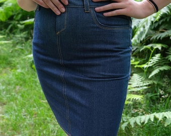 PDF sewing pattern straight skirt,high waisted jeans skirt,beginner pattern,easy to sew,digital instant download pattern A4 ENGLISH VERSION