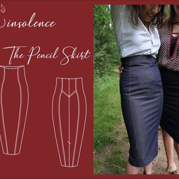 PDF pencil skirt pattern,instant download pattern,trendy skirt,digital sewing pattern for beginner, New! 2 more sizes! ENGLISH VERSION