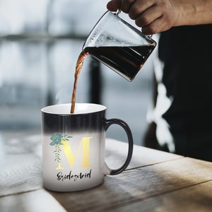 Personalized Floral Initial 11 oz. Color Changing Mug, Heat Activated Color Changing Mug ,  Customized Mug for Men Women