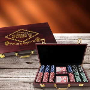 Personalized Rosewood Poker Chip Set
