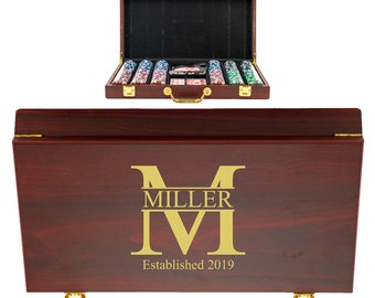 Personalized Poker Chip Set - 300 or 100 Chip Poker Set | Miller Design