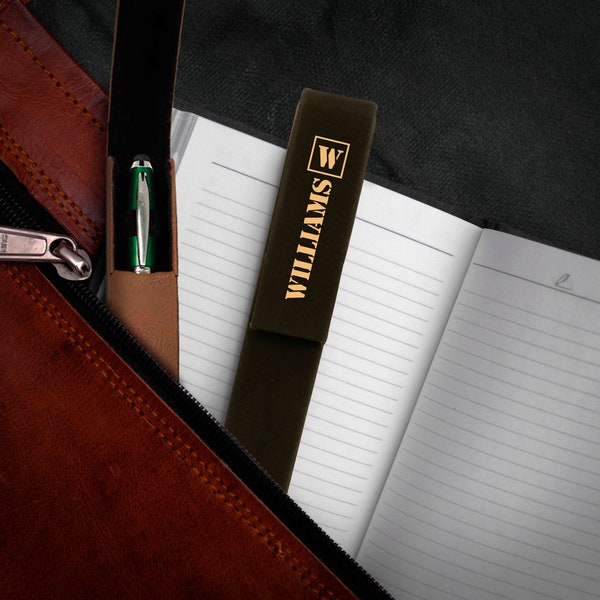 Personalized Block Leatherette Pen Case