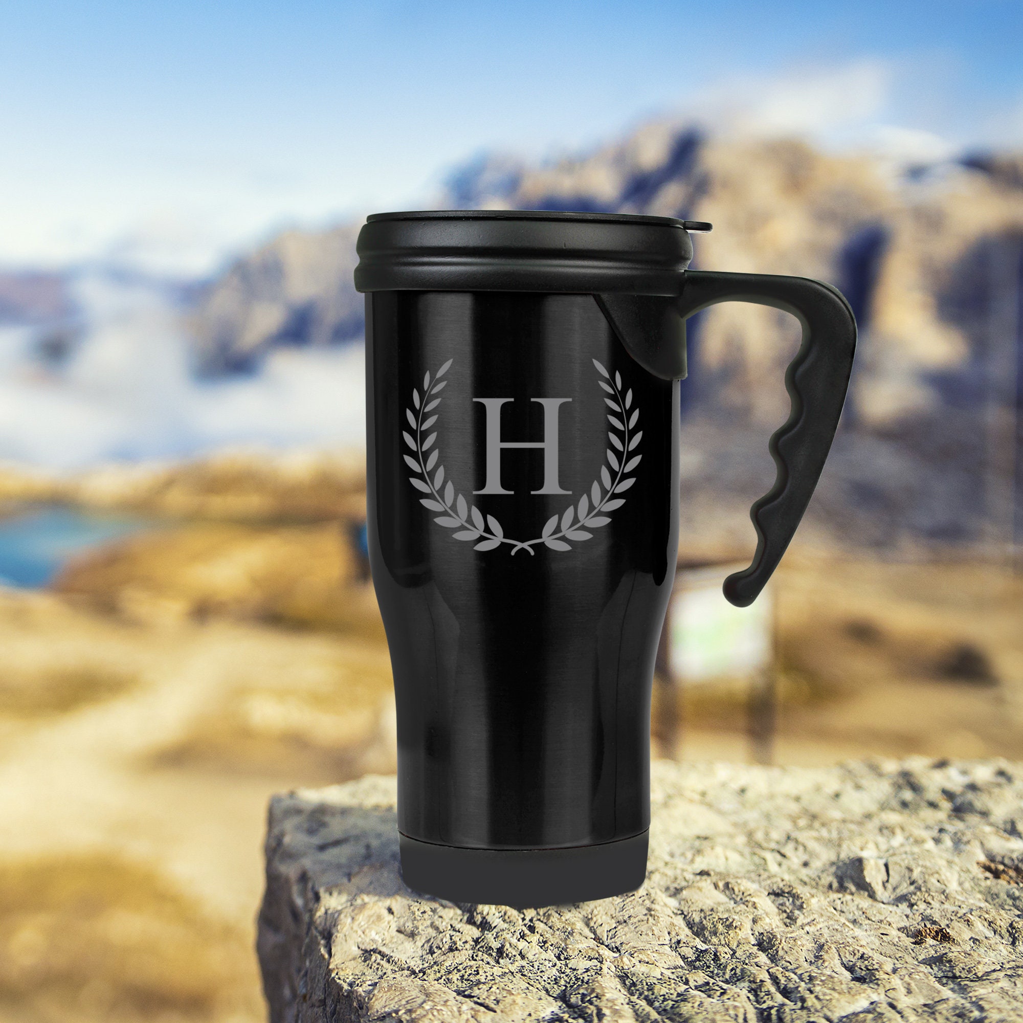 small travel mug with handle