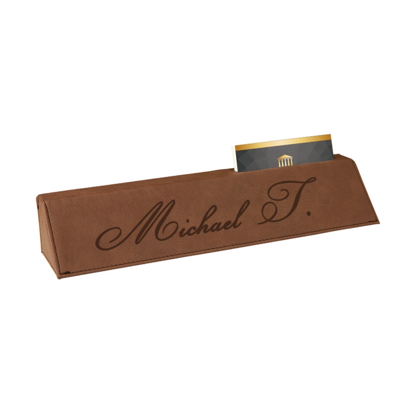 Personalized Business Card Holder Leatherette Desk Name Plate Office School Supplies Home Living Keyforrest Lt
