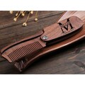 Personalized Folding Wooden Comb - Men's Beard, Mustache & Hair - Miller Design