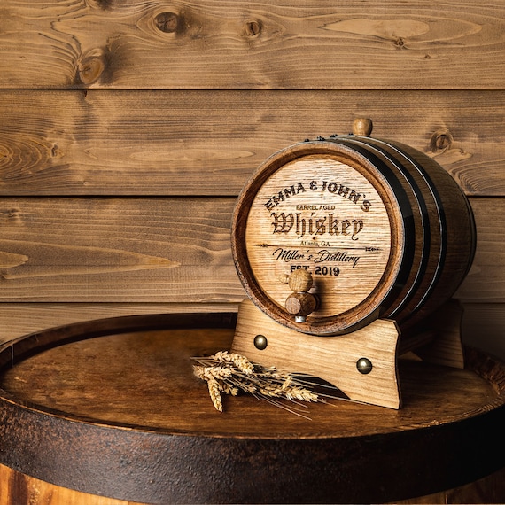 Rum 1 Liter Handcrafted American Oak Aged Barrel Perfect for Aging Your Own Whiskey Black Steel Hoops Tequila Bourbon 