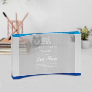 Personalized Acrylic Crescent Award: Laser Engraved Custom Plaque
