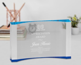 Premio Creciente Acrílico Personalizado: Placa Personalizada Grabada con Láser