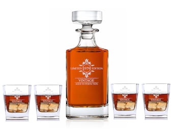 Decantador de whisky personalizado: vaso grabado, regalo para él