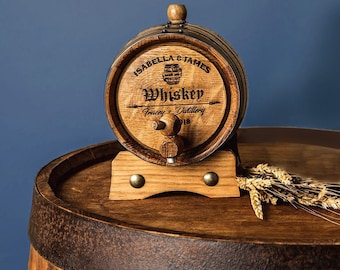 Personalized Whiskey Barrel - Custom Engraved Oak Barrel With Stand - Age Your Own Bourbon, Wine & Spirits