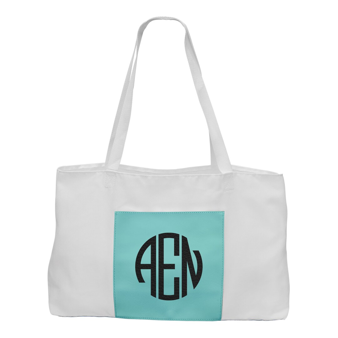 Custom Round Monogram Bag With Leatherette Gusset, Name Tote Bag