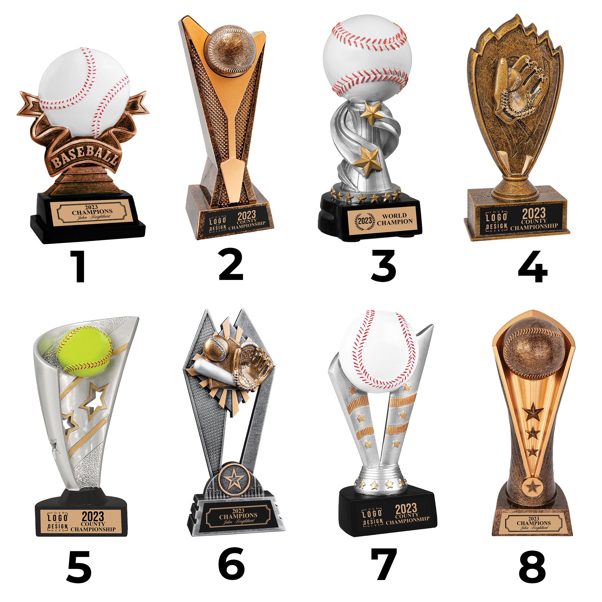 Trophée Baseball MidNite Star en résine avec plaque gravée au laser