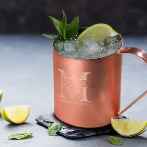 Personalized Monogram 14oz. Copper Moscow Mule Mug