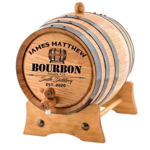 Personalized Bourbon Aging Oak Barrel - Custom American White Oak Aging Barrel | Age your own Whiskey, Rum, Tequila, Wine, Vinegar...