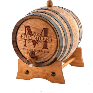 Personalized Whiskey Barrel: Custom Engraved Oak Aging Barrel