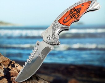 Customizable Hunting Knife With Belt Clip, Custom-Made Engraving