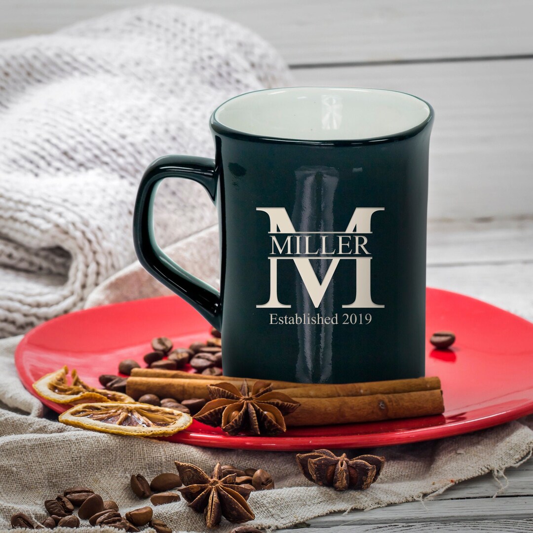 Personalized Split Monogram Rounded Corner Ceramic Mug - Etsy