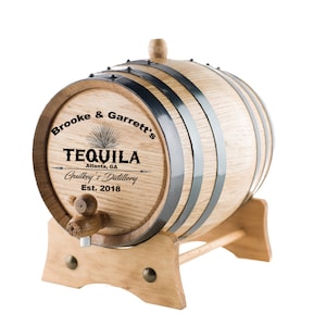 Personalized Tequila Barrel | Custom Engraved Oak Barrel | Age your own Tequila, Whiskey, Rum, Bourbon, Wine, Vinegar...