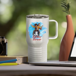 Personalized Cartoon Photo 20 oz. Travel Mug with Slider Lid, Custom Tumbler, To Go Coffee Mug, Full Color custom