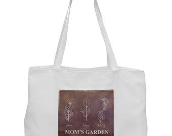 Custom Mom Design Bag with Leatherette Gusset, Name Tote Bag, Canvas Tote Bag, Mom Gift, Custom Wedding Tote, Eco Friendly Bag