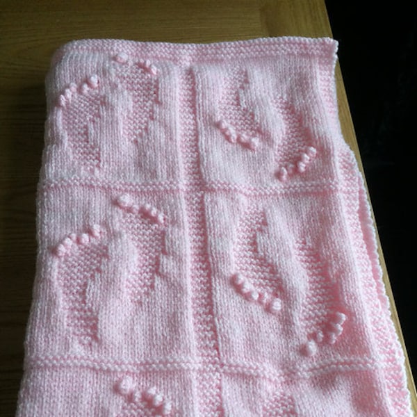 Baby Footprints Decke Strickmuster PDF ONLY.