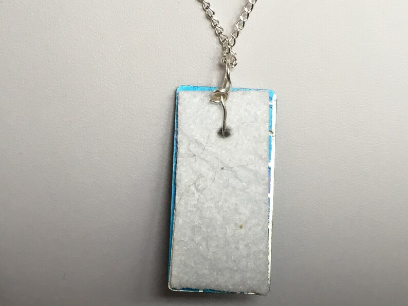 Blue or Purple Rectangular Shaped Aluminium Pendants with Labradorite or Fluorite Cabochon /& 17 Silver Plated Chains Hand Dyed