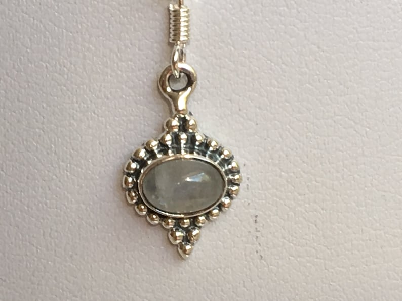 Rainbow Moonstone Sterling Silver Vintage Style Bezels Pendant /& Earring Set on 18 Chain and Earring Wires June/'s Birthstone