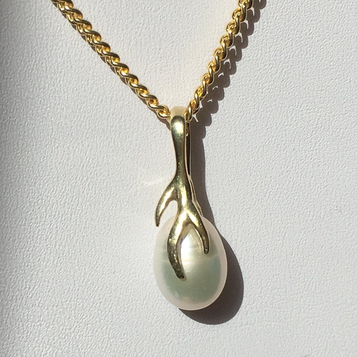 18 Vermeil Chain Necklace With a White Freshwater Etsy UK